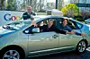 Google-Urgestein Eric Schmidt Larry Page und Sergey Brin in einem selbstfahrenden Google Car 2011
