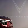 Das Vinfast-Logo hinter einem Auto.