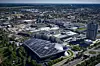 Die Baustelle auf dem Gelände des BMW-Werks München aus der Luft, Luftbild