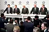 Pressekonferenz Volkswagen im November 2016, Karlheinz Blessing, Herbert Diess, Matthias Müller, Bernd Osterloh und Stephan Weil sind auf dem Bild zu sehen.