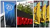 Fahnen und Logos von ZF, Bosch und Continental | Das bedeutet der Jobabbau bei Conti, Bosch und ZF