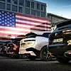 US Tariffs on German Cars - BMW cars in front of an American flag