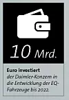 10 Mrd. Euro investiert der Daimler-Konzern in die Entwicklung der EQ-Fahrzeuge bis 2022.