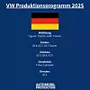 Produktionsstandorte von Volkswagen in Deutschland im Jahr 2025 mit Modellen wie Tiguan, Tayron, Golf und ID.4. Standorte: Wolfsburg, Emden, Zwickau, Osnabrück, Dresden.