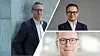 Collage mit drei Porträtaufnahmen von Führungskräften des Audi Konzerns vor unterschiedlichen Hintergründen: Links ist Thomas Bogus zu sehen, zuletzt CEO von Audi Brussels und künftig Leiter des Audi Werks Neckarsulm, in dunklem Anzug und weißem Hemd vor einer Betonwand; rechts oben ist Fermín Soneira abgebildet, bisher CEO des Kooperationsprojekts von Audi und SAIC in China und künftig Chief Technical Officer bei Automobili Lamborghini, in dunklem Sakko und weißem Hemd vor grauem Hintergrund; rechts unten ist Fred Schulze zu sehen, bisher Werkleiter des Audi-Standorts Neckarsulm und künftig CEO des AUDI-SAIC-Kooperationsprojekts in China, als Nahaufnahme mit Brille vor hellem Hintergrund. Die Bildkomposition trennt die drei Porträts durch weiße diagonale und horizontale Linien und verweist auf die zum 1. Juli 2026 geplanten Personalwechsel in internationalen Führungspositionen bei Audi, Lamborghini, AUDI China und am Standort Neckarsulm.
