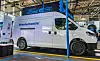 Ford zeigt auf der IAA Transportation den neuen Transit City als vollelektrischen Transporter für den urbanen Gewerbeeinsatz.