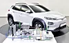 Ein Hyundai Kona Elektro vor der neuen Wärmepumpentechnologie.