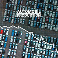 Der Absatz der Autohersteller im Überblick Ein Autohof hinter einer Wirtschaftsgrafik.