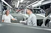 Szene der Schichtübergabe in der Audi-Fertigung